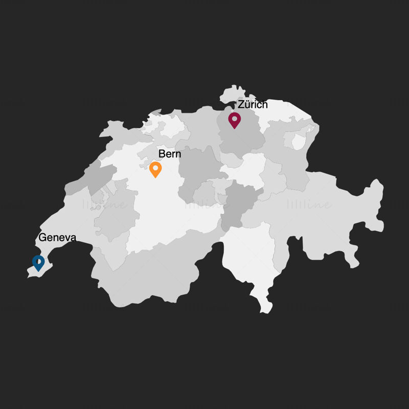 Sveits infografikk Kart redigerbar PPT & Keynote