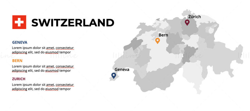 Sveits infografikk Kart redigerbar PPT & Keynote