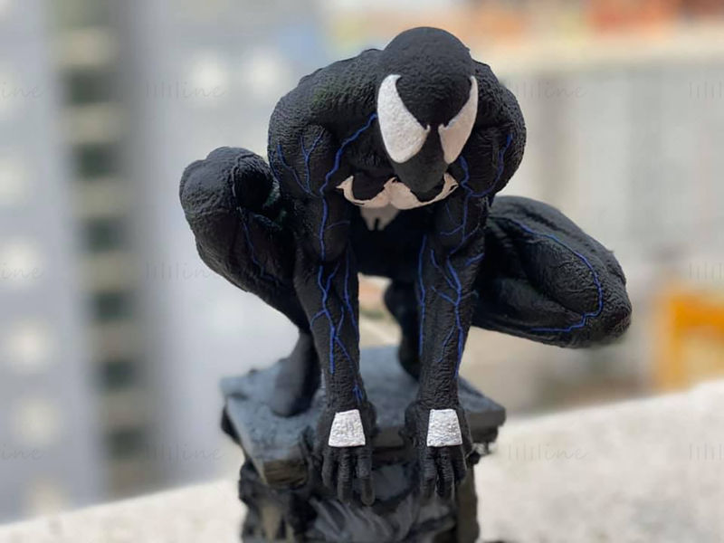 Modelo 3D da estátua do Homem-Aranha simbionte pronto para imprimir STL