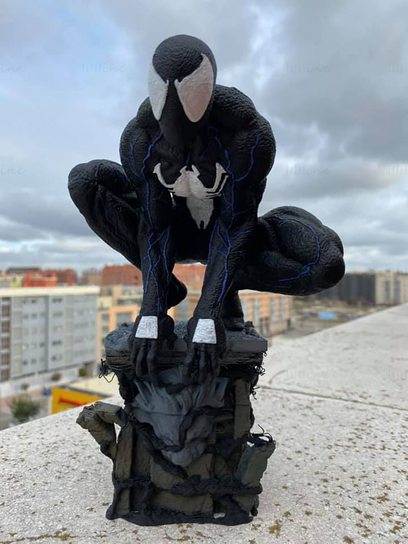 Symbiote Spiderman Statue 3D Model Ready to Print STL