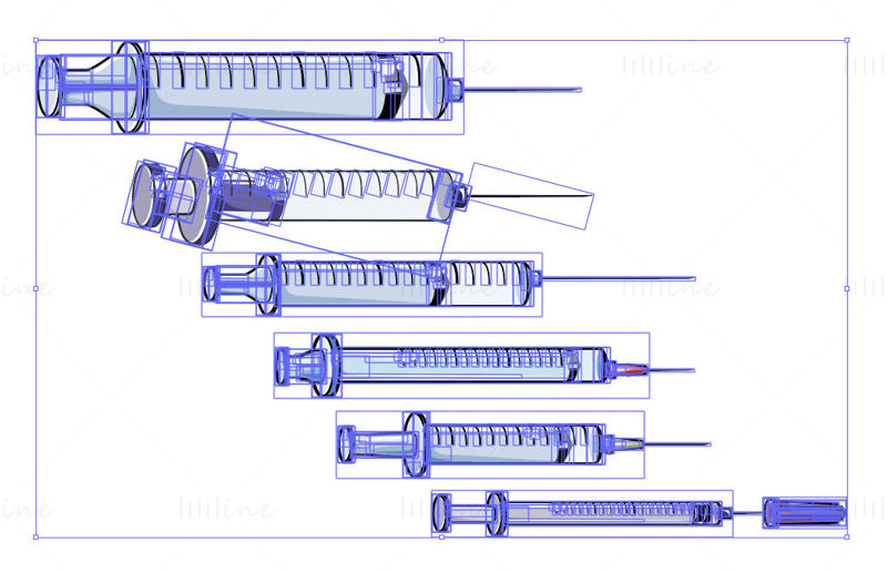 Syringes of various sizes vector