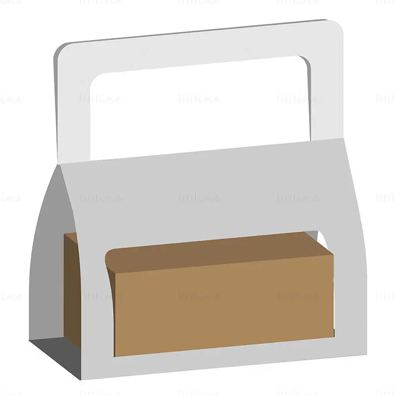 Takeaway box with handle dieline vector