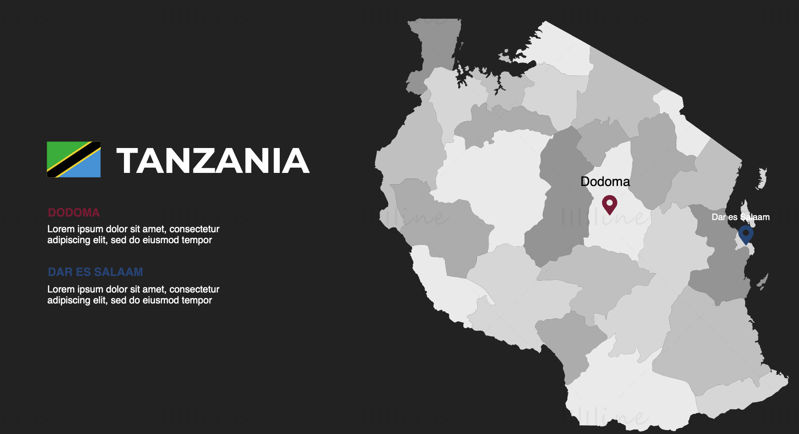 Tansania-Infografik-Karte, bearbeitbare PPT und Keynote
