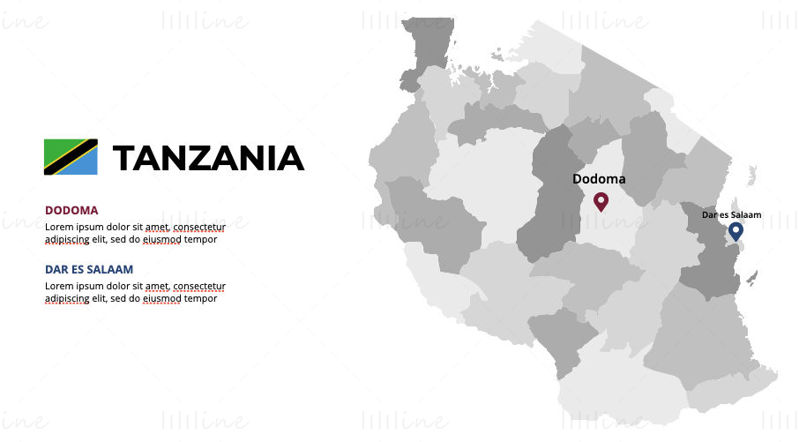 Tansania-Infografik-Karte, bearbeitbare PPT und Keynote
