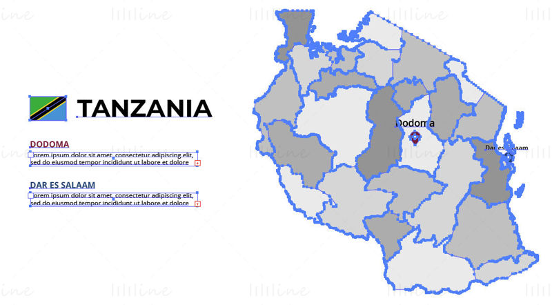 Tanzania kart vektor