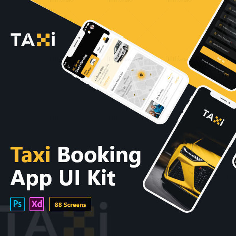 出租车应用程序 - Adobe XD 移动 UI 套件