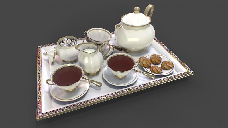ست چای مدل سه بعدی