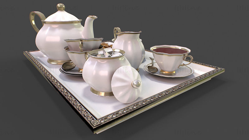 3D model čajové soupravy