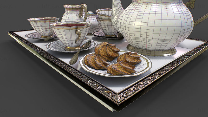ست چای مدل سه بعدی
