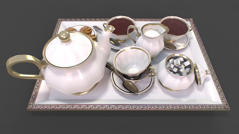 3D model čajové soupravy
