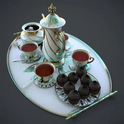 3D model čajové soupravy