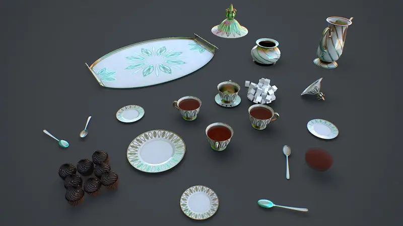 مدل سه بعدی سرویس چای