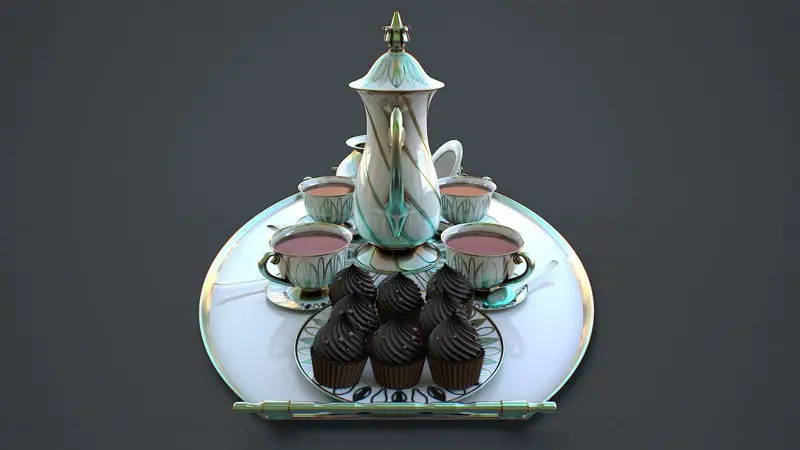 مدل سه بعدی سرویس چای