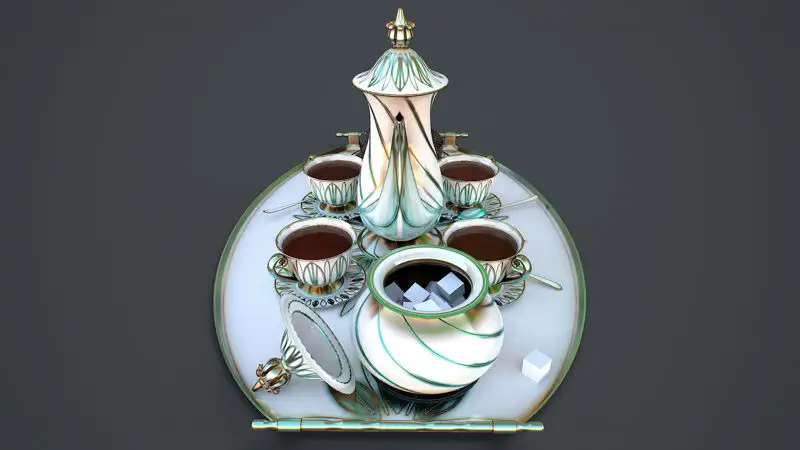 مدل سه بعدی سرویس چای