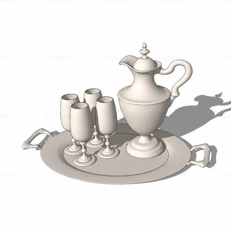 3D модель эскиза чайного сервиза