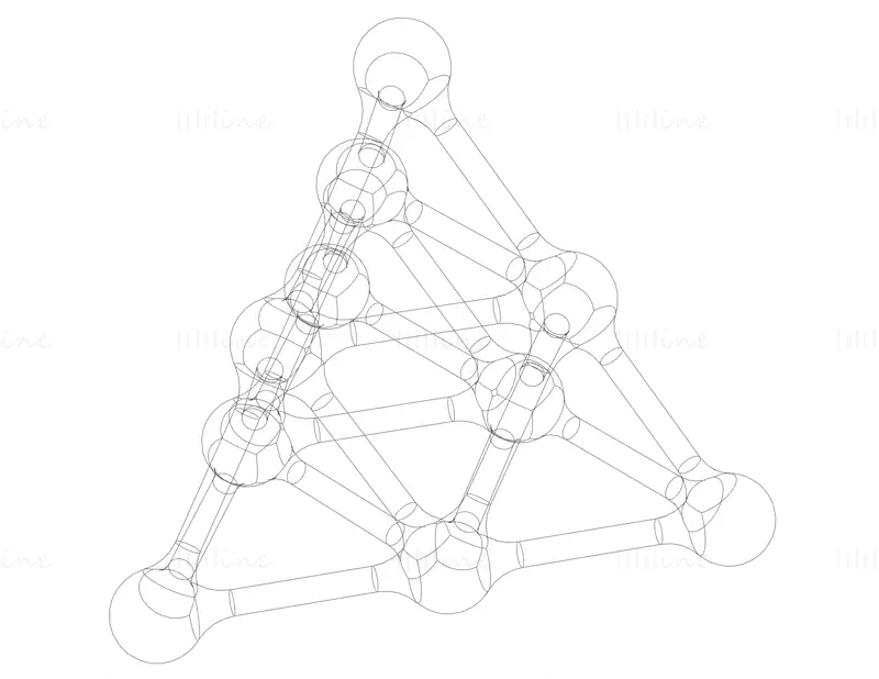 Тетра-структуры с атомами 3D-модель для печати
