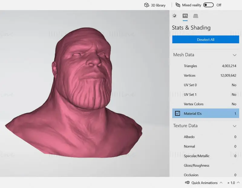 Thanos Büste 3D-Druckmodell STL