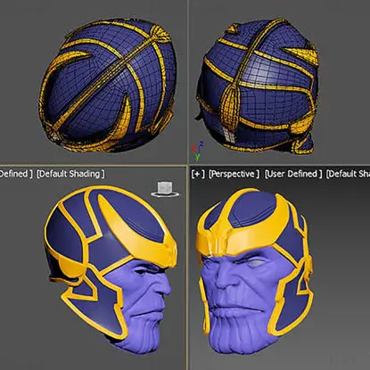 Thanos gezicht en helm 3D-printmodel STL