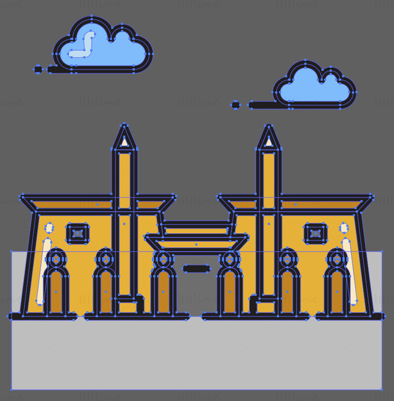 ルクソール神殿のベクトル図