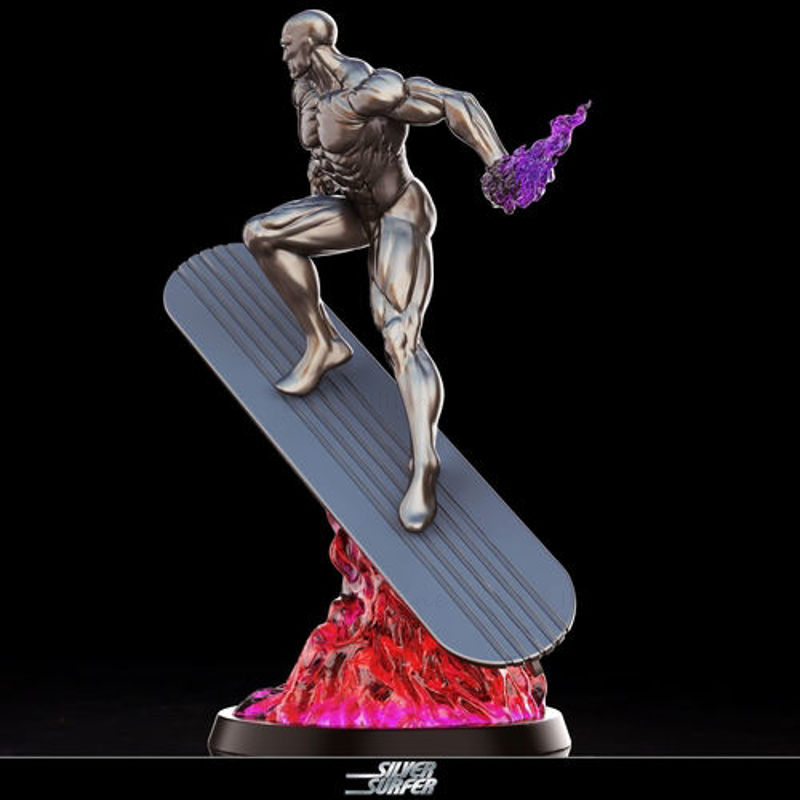 Silver Surfer Split and Keyed 3D-modellen Klar til å skrive ut 3D-utskriftsmodellen