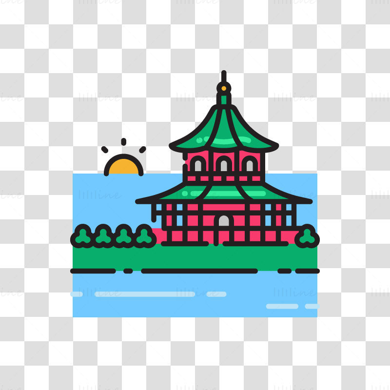 The Summer Palace Vector Illustration