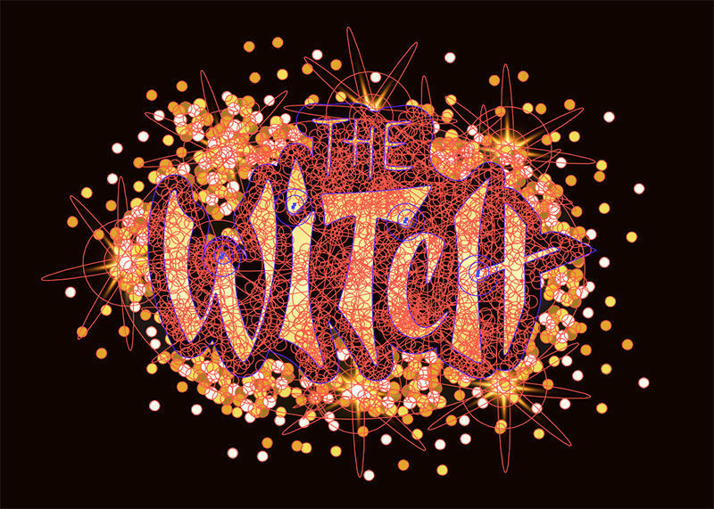 The witch. Vector illustration, lettering
