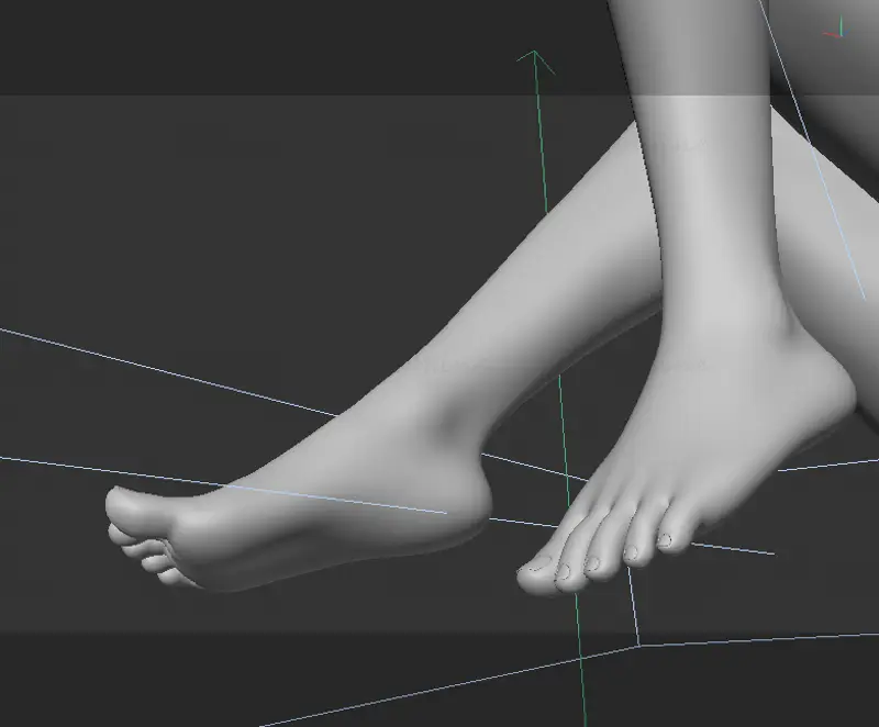 Modelo 3D dos pés descalços da mulher