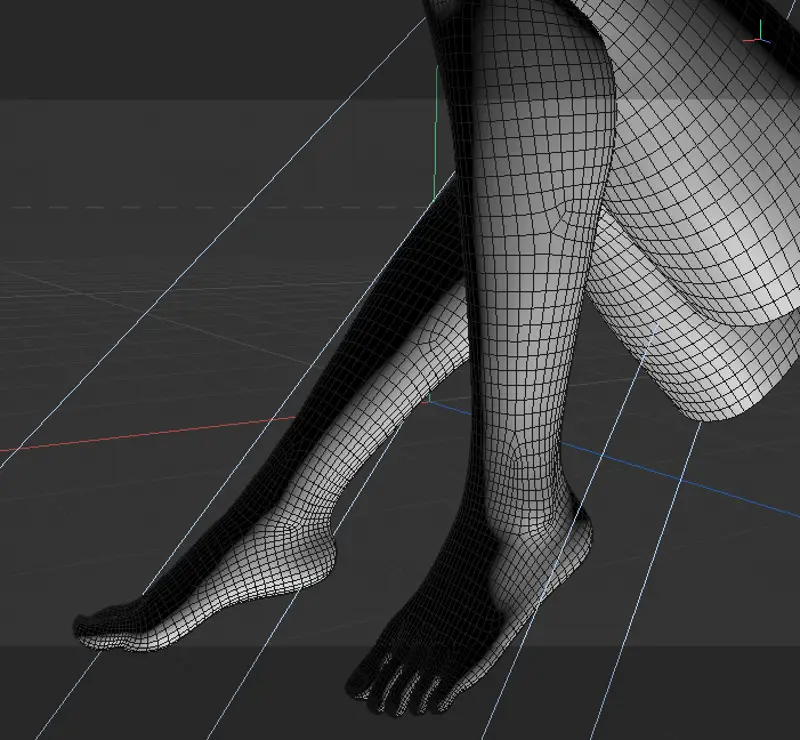 Modelo 3D dos pés descalços da mulher