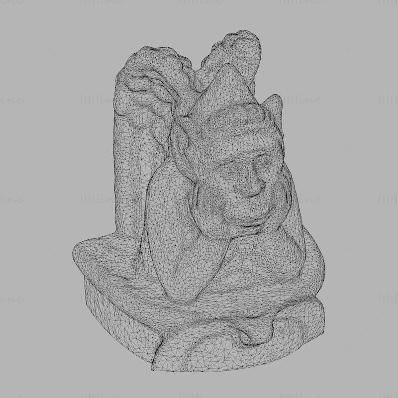 مدل پرینت سه بعدی مجسمه گارگویل متفکر