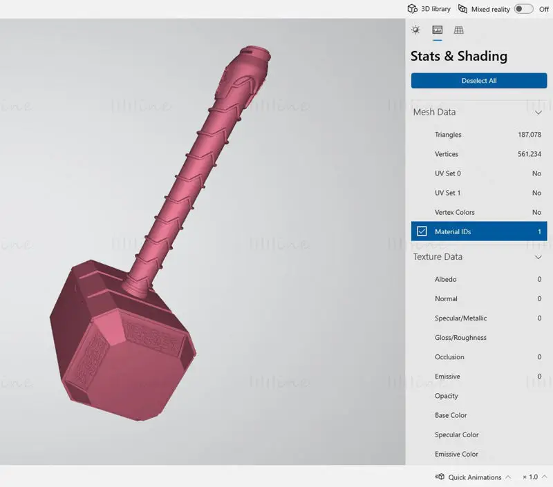 Thors Hammer Mjolnir 3D-Druckmodell STL