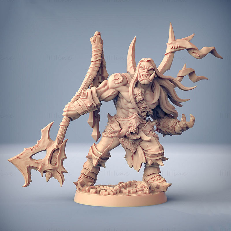 Throgar the Chainbreaker - Orc Barbarian Hero 3D Printing Model STL