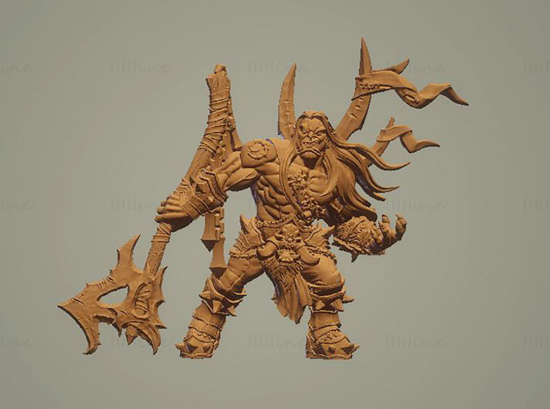 破链者索加尔 - 兽人野蛮人英雄 3D 打印模型 STL