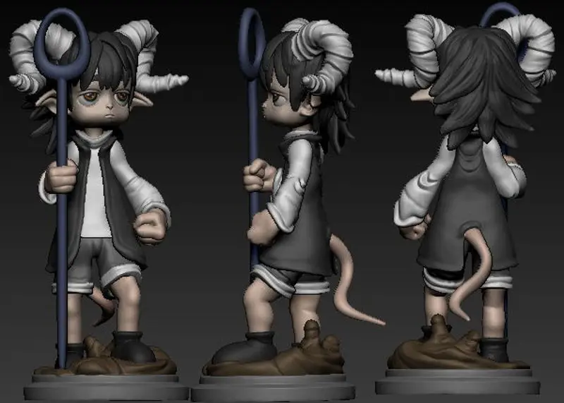 ملفات STL لنموذج طباعة ثلاثي الأبعاد لـ Tiefling Chibi