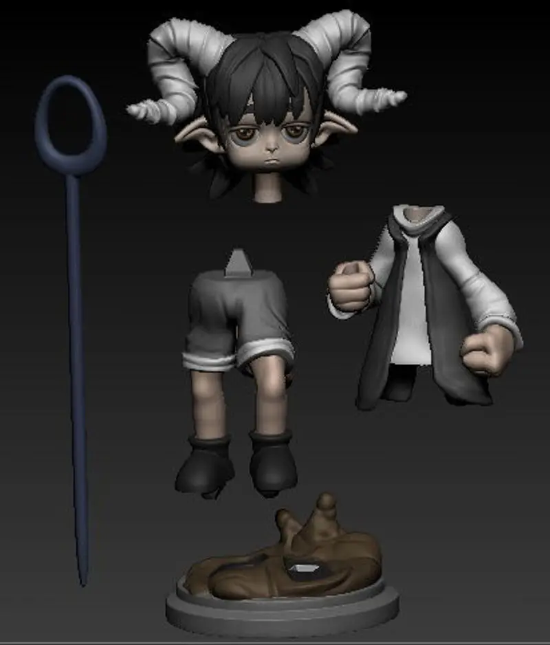 ملفات STL لنموذج طباعة ثلاثي الأبعاد لـ Tiefling Chibi