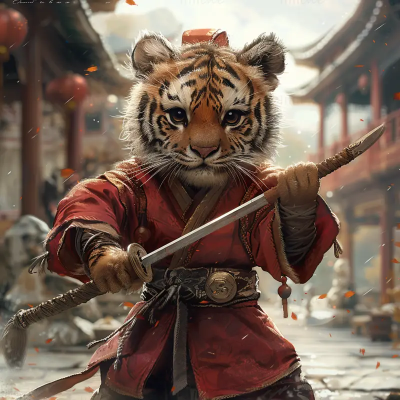 虎の赤ちゃん戦士のイラスト