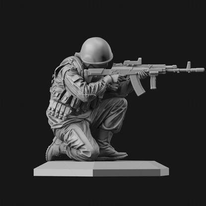 Soldado de brinquedo agachado atirando modelo de impressão 3D