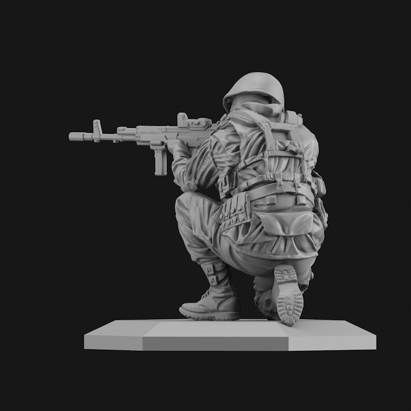 Toy Soldier duckt sich und schießt 3D-Druckmodell
