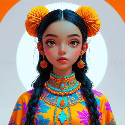 Traditional girl illustration