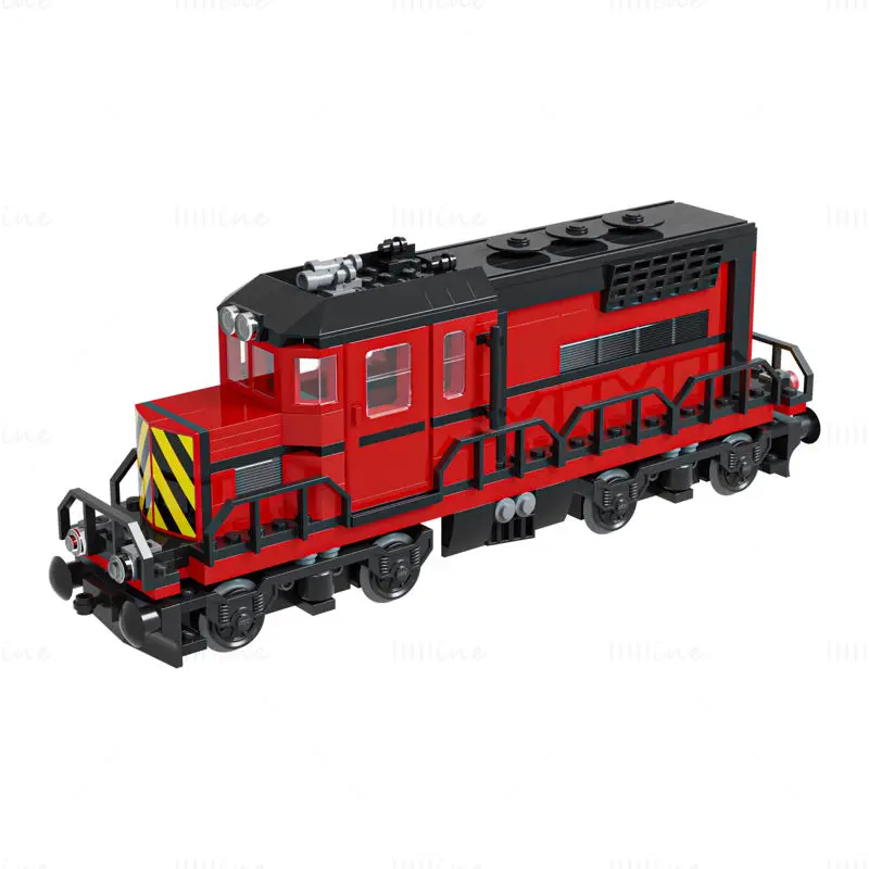 Train Lego Locomotive red 3d model