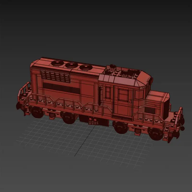 Train Lego Locomotive red 3d model