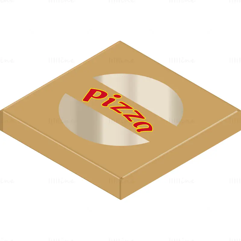 Transparent lid pizza box dieline vector