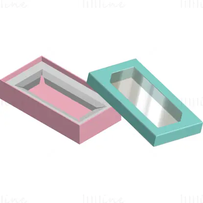 Transparent lid rectangular gift box dieline vector