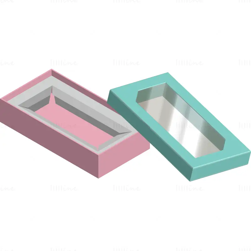 Transparent lid rectangular gift box dieline vector