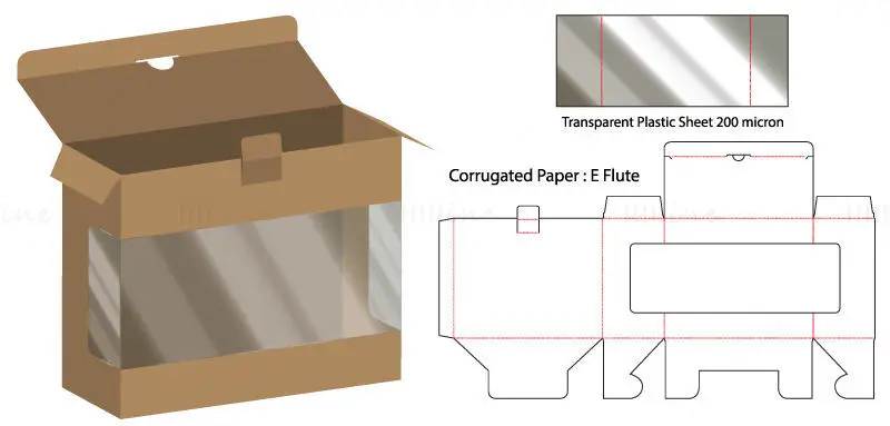 Transparent Plastic Display Product Packaging Box dieline vector