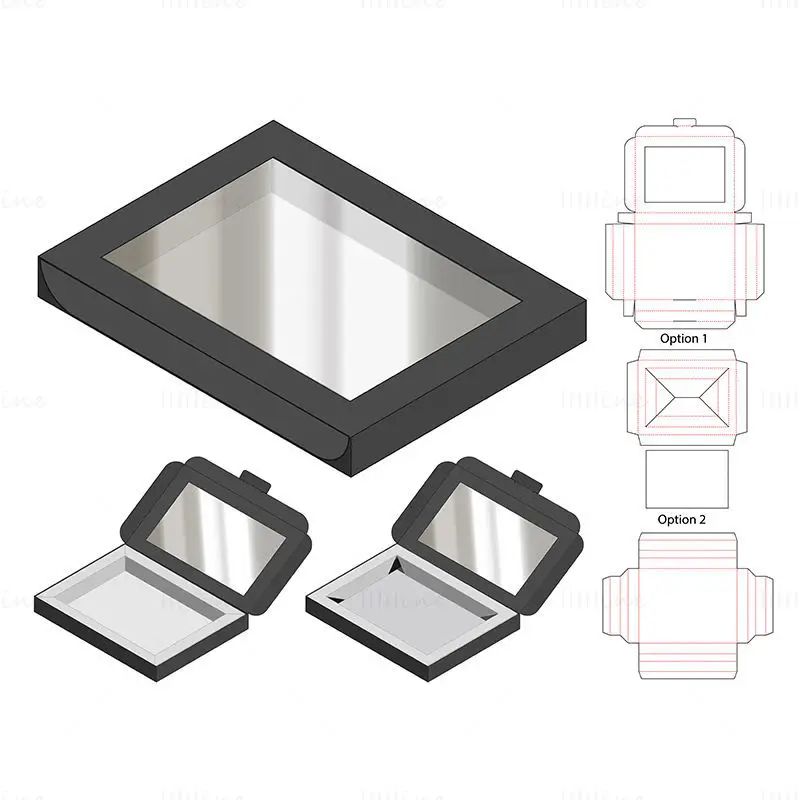 Transparent Plastic Flat Packaging Box Dieline Vector