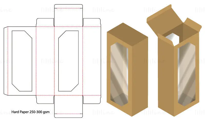 Transparent Plastic Product Packaging Box dieline vector