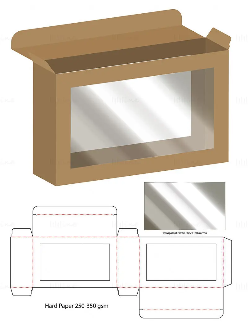 Transparenter seitlicher Verpackungskarton-Stanzlinienvektor