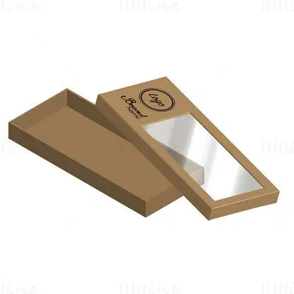 Transparent window product packaging lid and box dieline vector