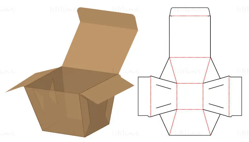 Trapezoidal packaging box dieline vector