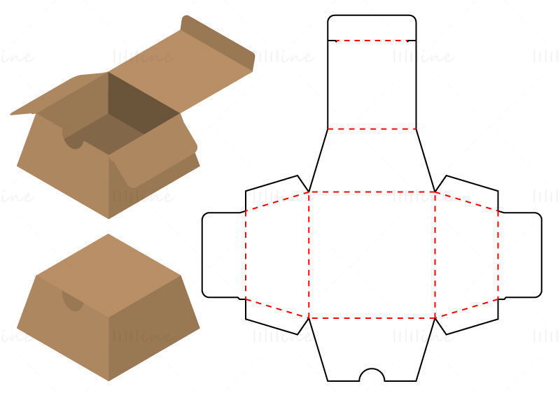 Trapezoidal packaging box dieline vector EPS